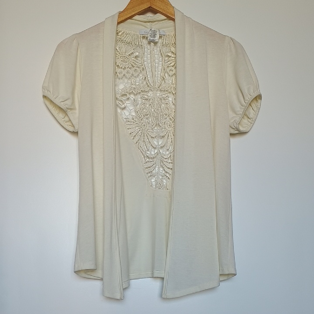 5/$15 Charlotte Russe Cream Lace Detail Top